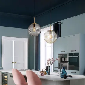 Modern Brass Pendant With Dimpled Glass Shade