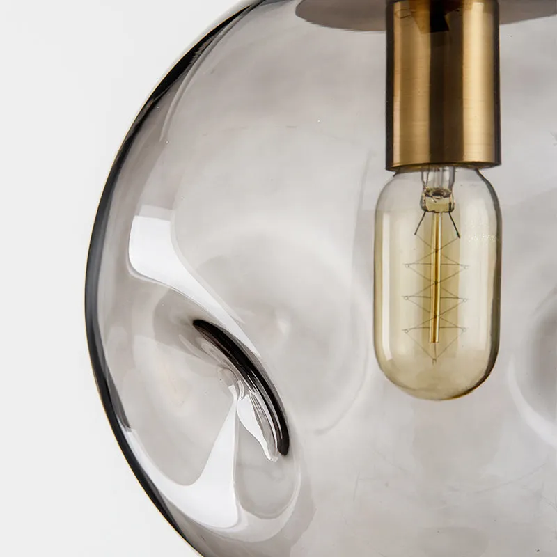 Modern Brass Pendant With Dimpled Glass Shade