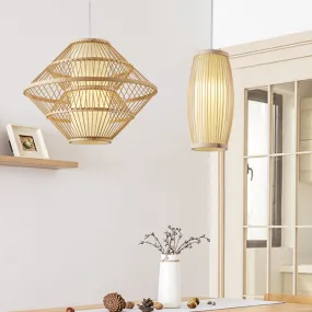Modern Japanese Bamboo Lantern Chandelier