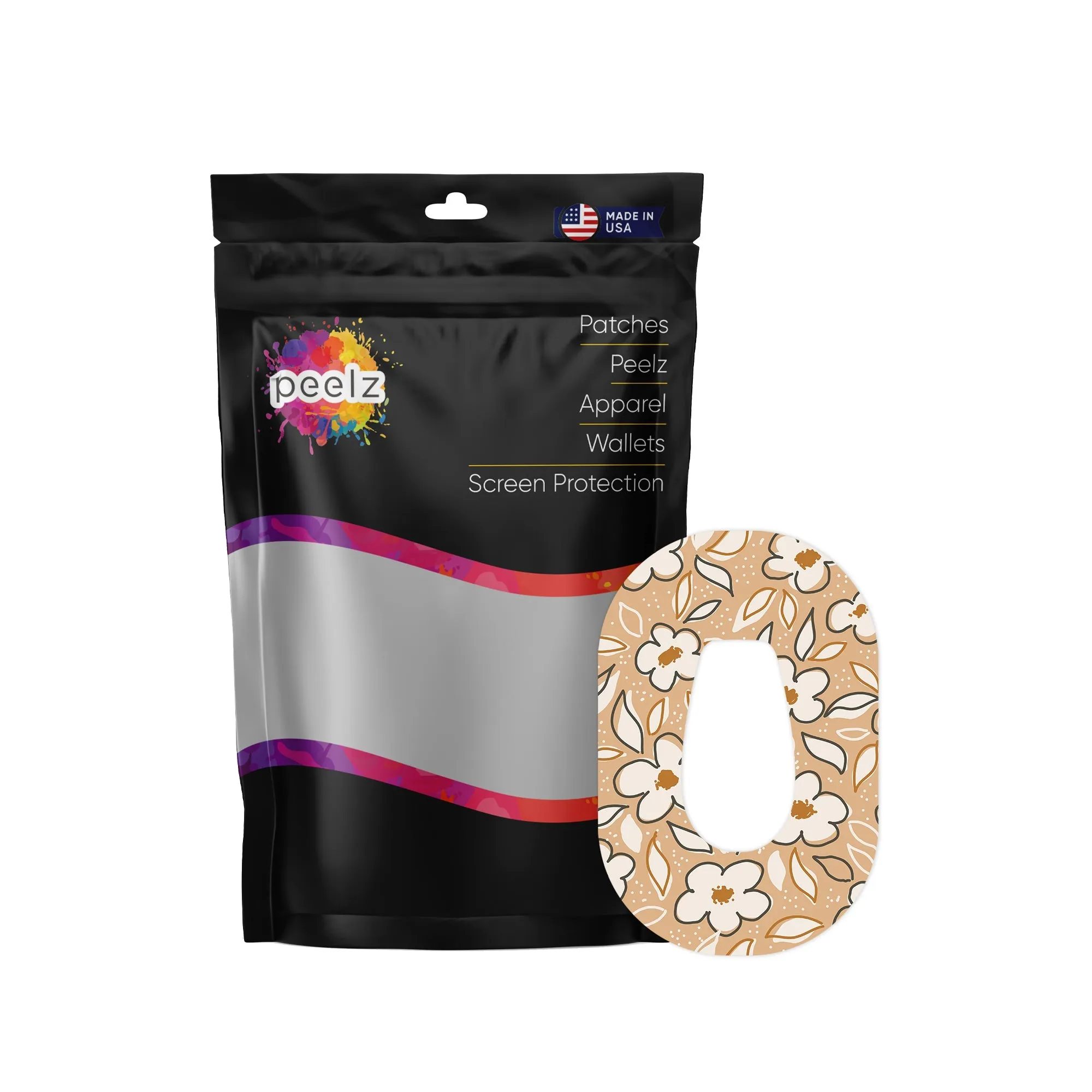 Muted Floral Patch Tape Designed for the DEXCOM G6