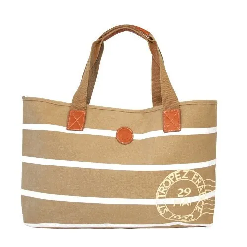 Nautical Striped Canvas Tote