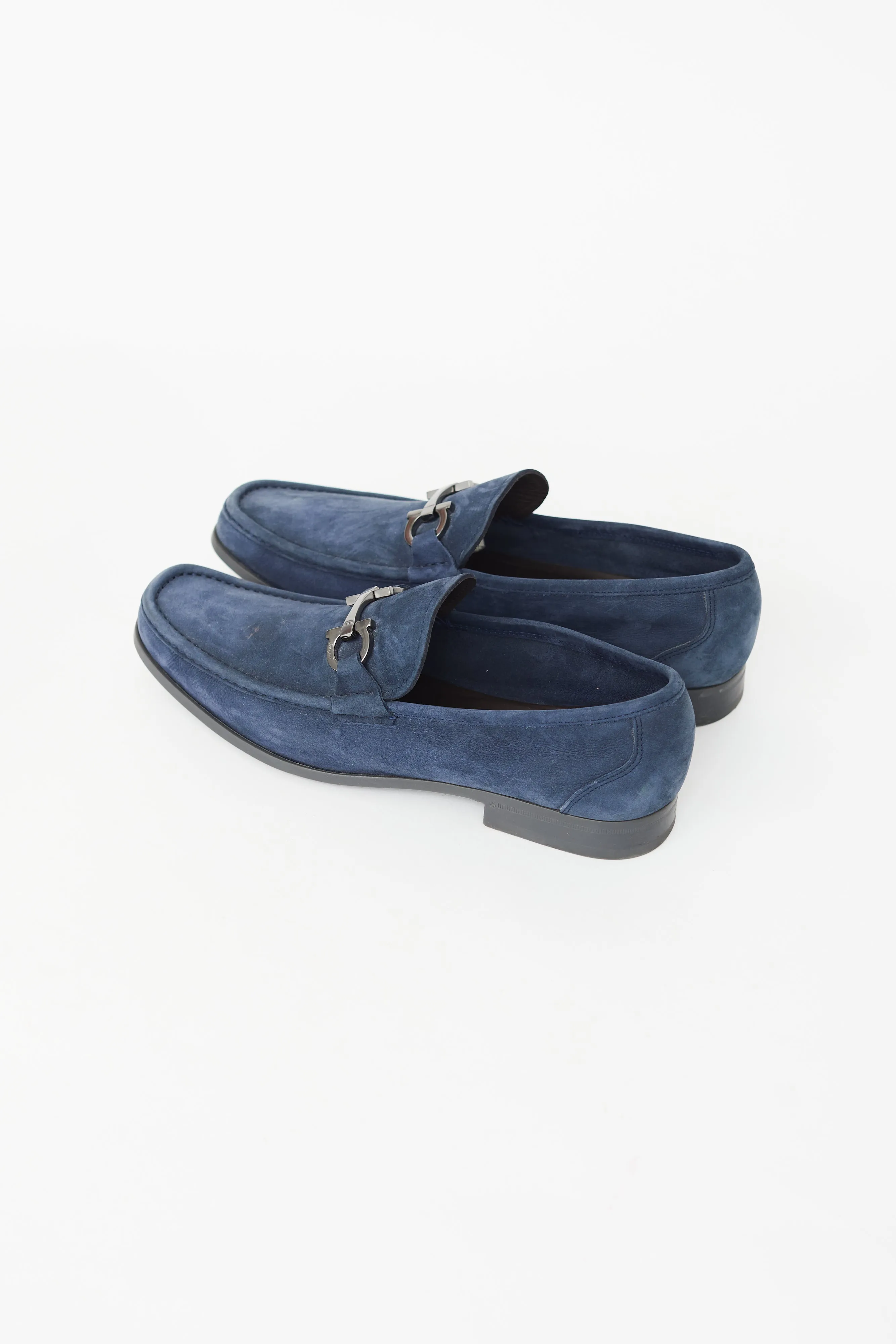 Navy Suede Gancini Loafer
