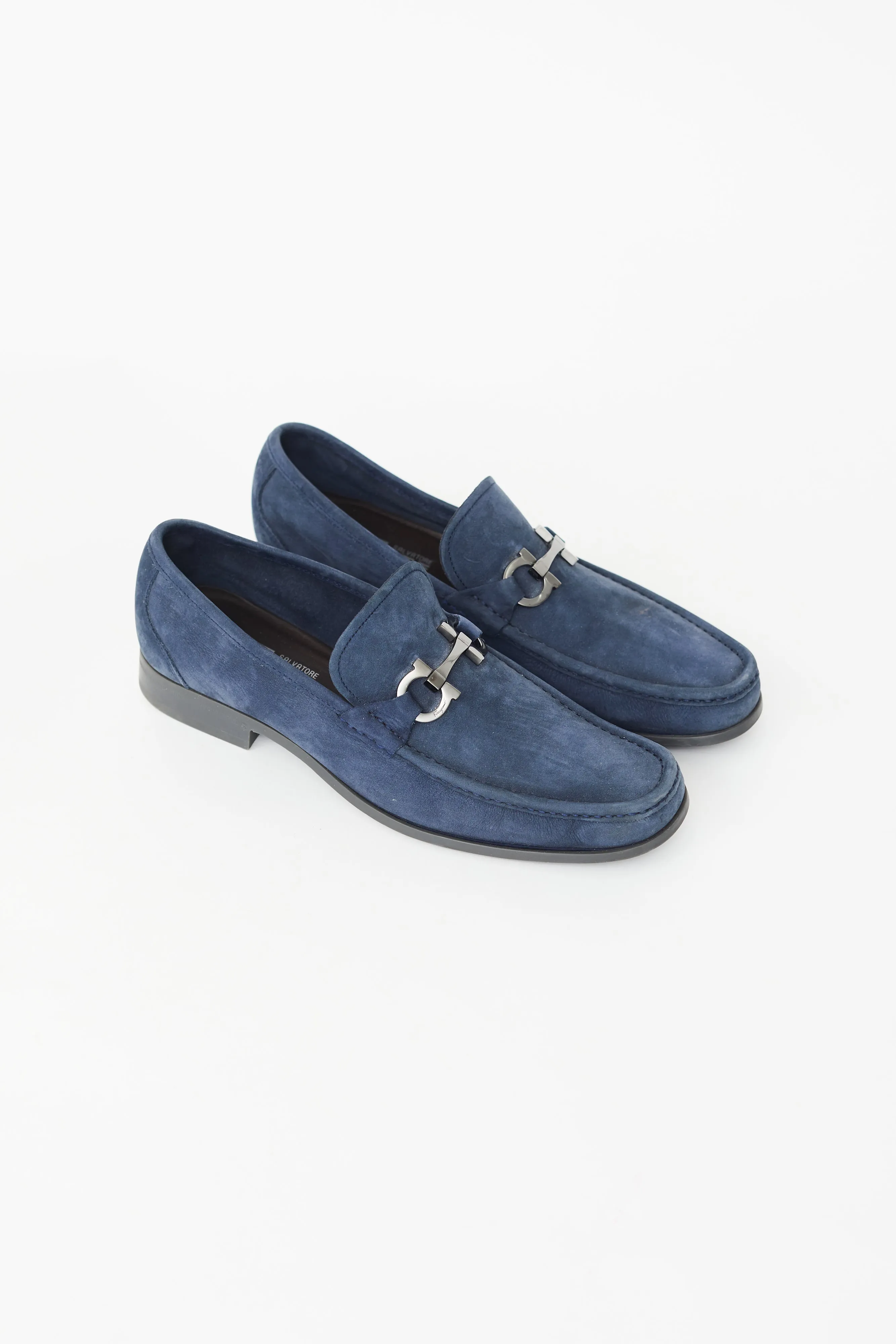 Navy Suede Gancini Loafer
