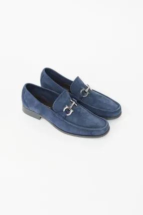 Navy Suede Gancini Loafer