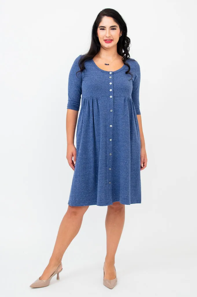 Nelly 3/4 Sleeve Dress, Denim, Bamboo