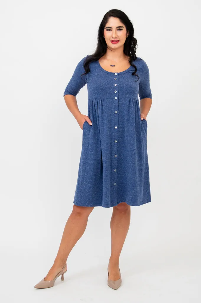 Nelly 3/4 Sleeve Dress, Denim, Bamboo