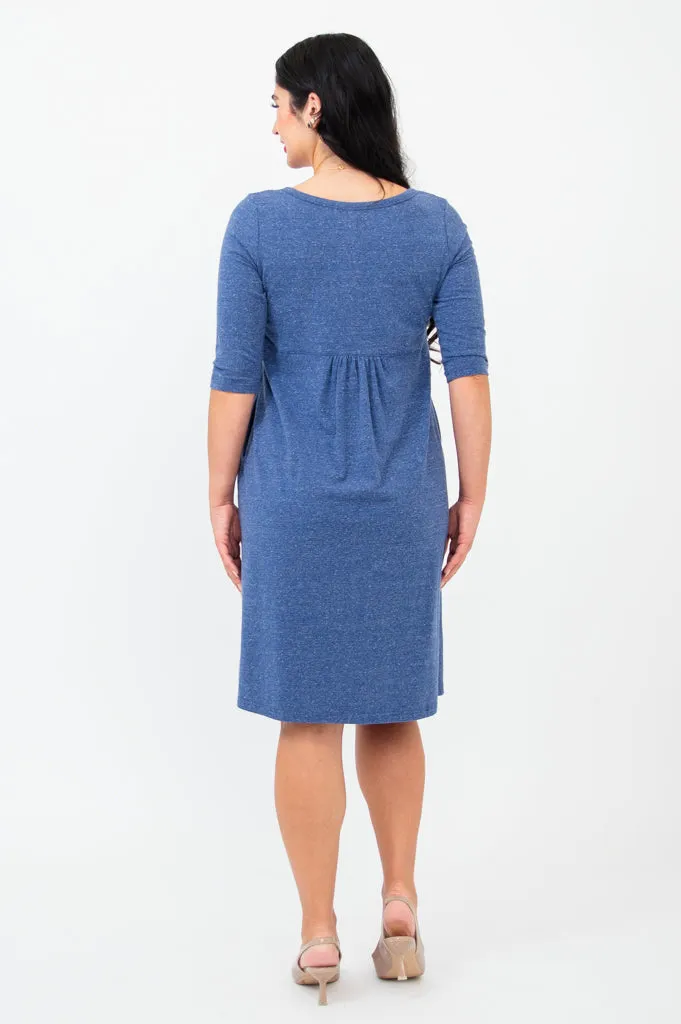 Nelly 3/4 Sleeve Dress, Denim, Bamboo