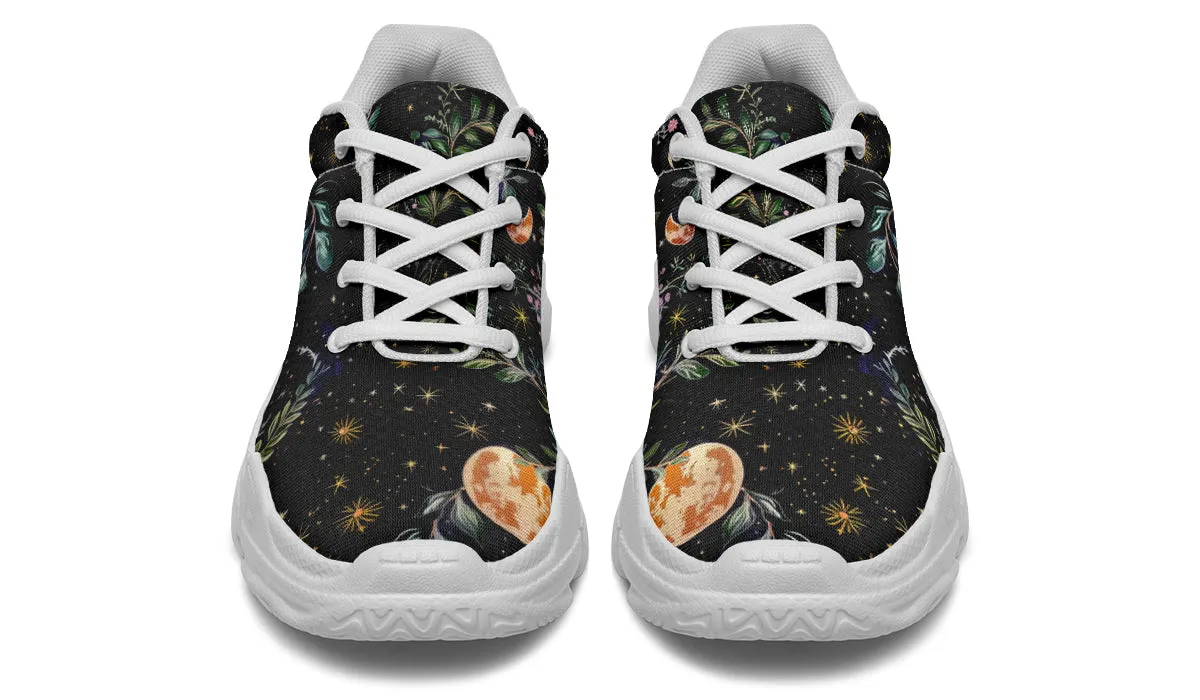 Night Blossom Chunky Sneakers - Light Breathable and Comfortable Sports Shoes with Platform Soles