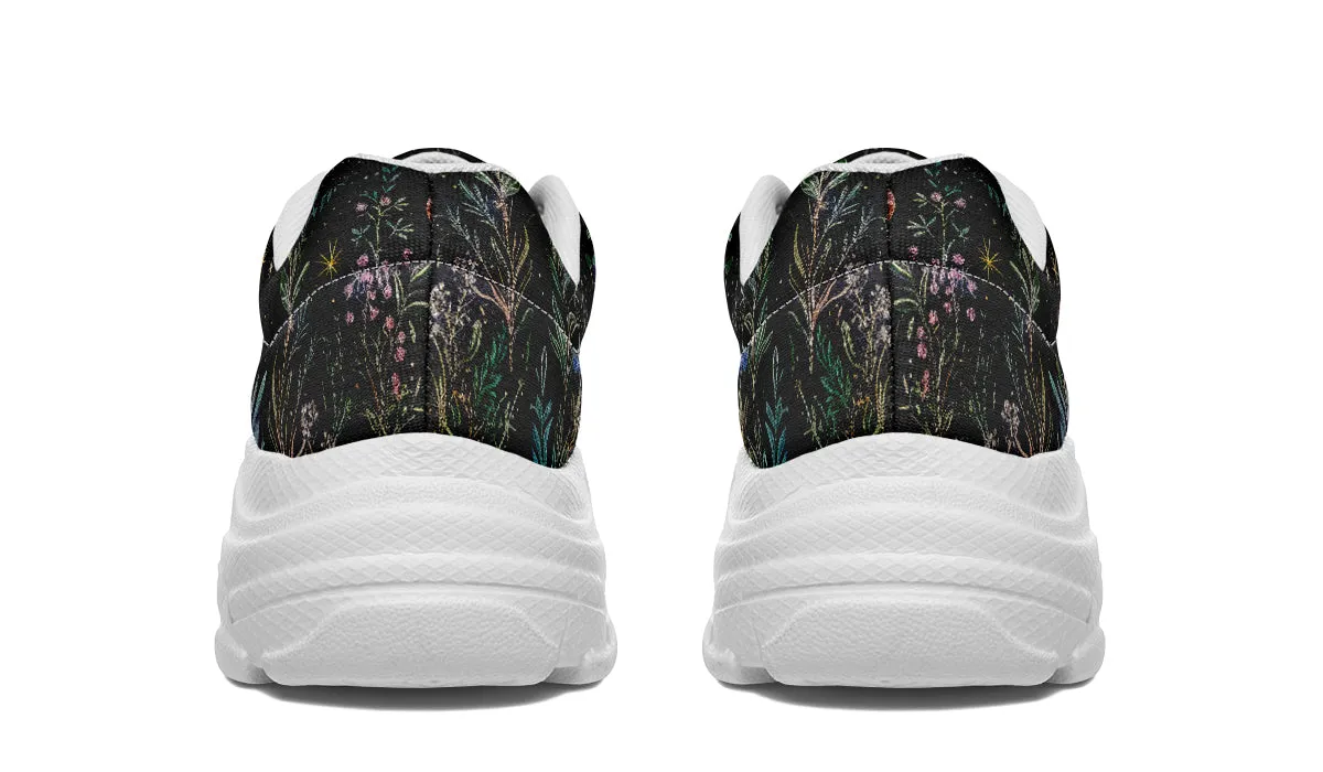 Night Blossom Chunky Sneakers - Light Breathable and Comfortable Sports Shoes with Platform Soles