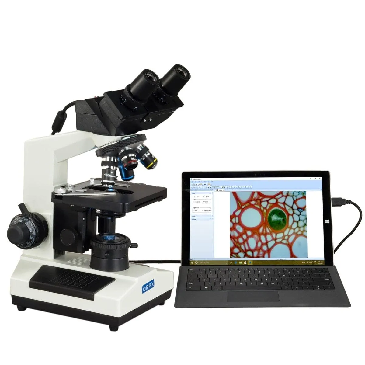 OMAX 40X-2500X Built-in 3.0MP USB Camera Binocular Compound Kohler LED Microscope with Aluminum Case