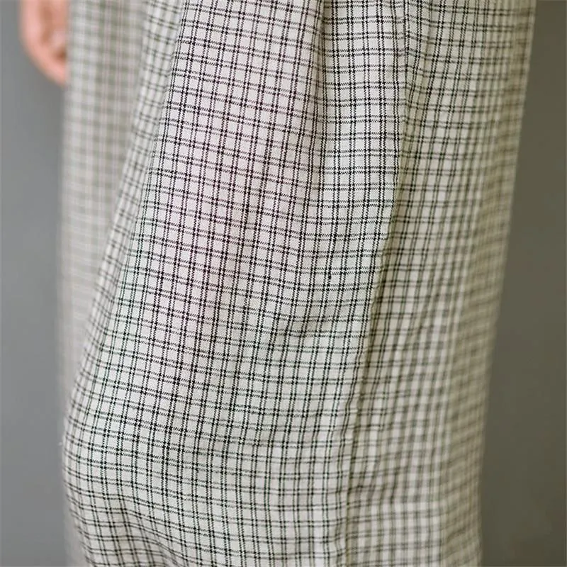 Plaid Linen Palazzo Pants