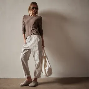Sheer Slub Long Sleeve Crew - Burro
