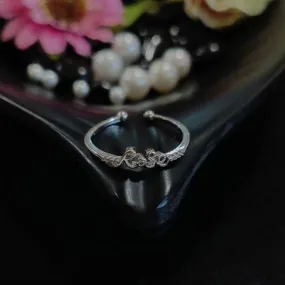 Silver Plated LOVE Written Cubic Zicronia Adjustable Finger Ring
