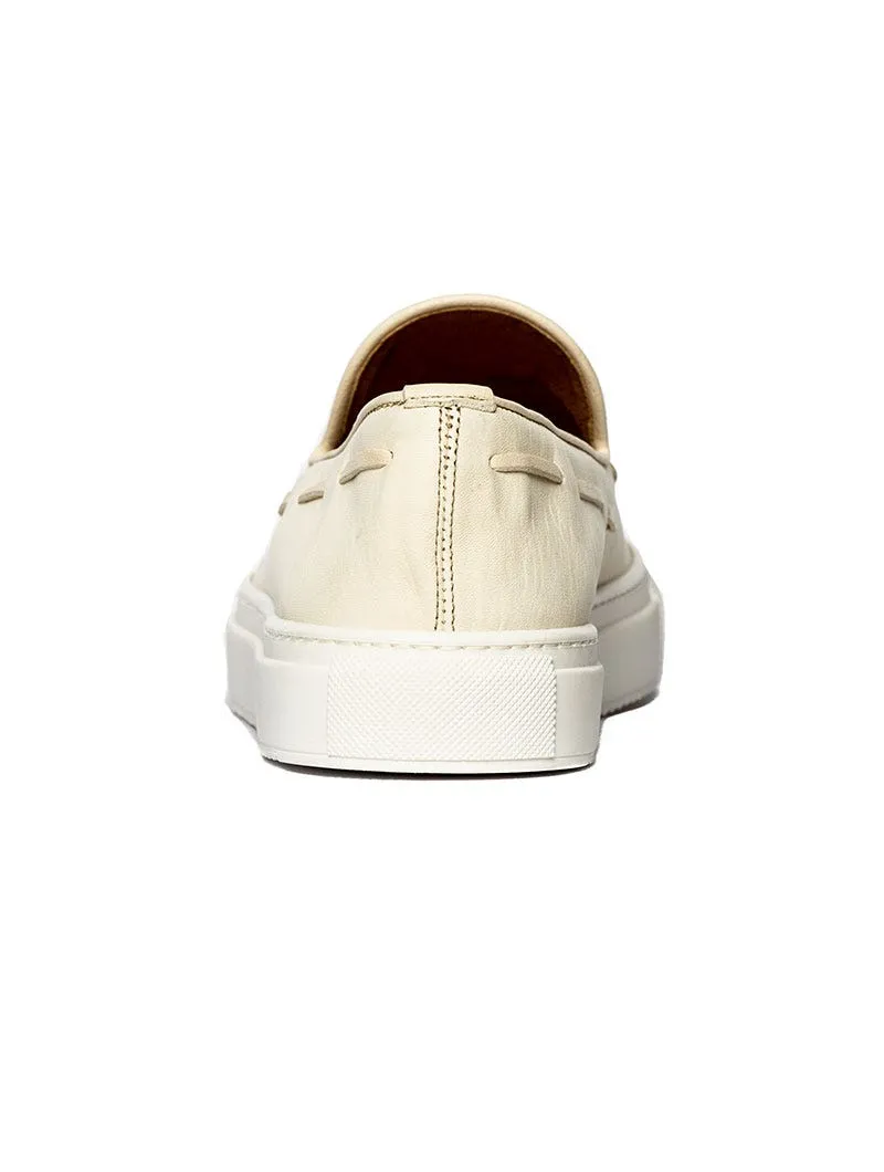 SLIP-ON LEATHER SHOES IN CREAM