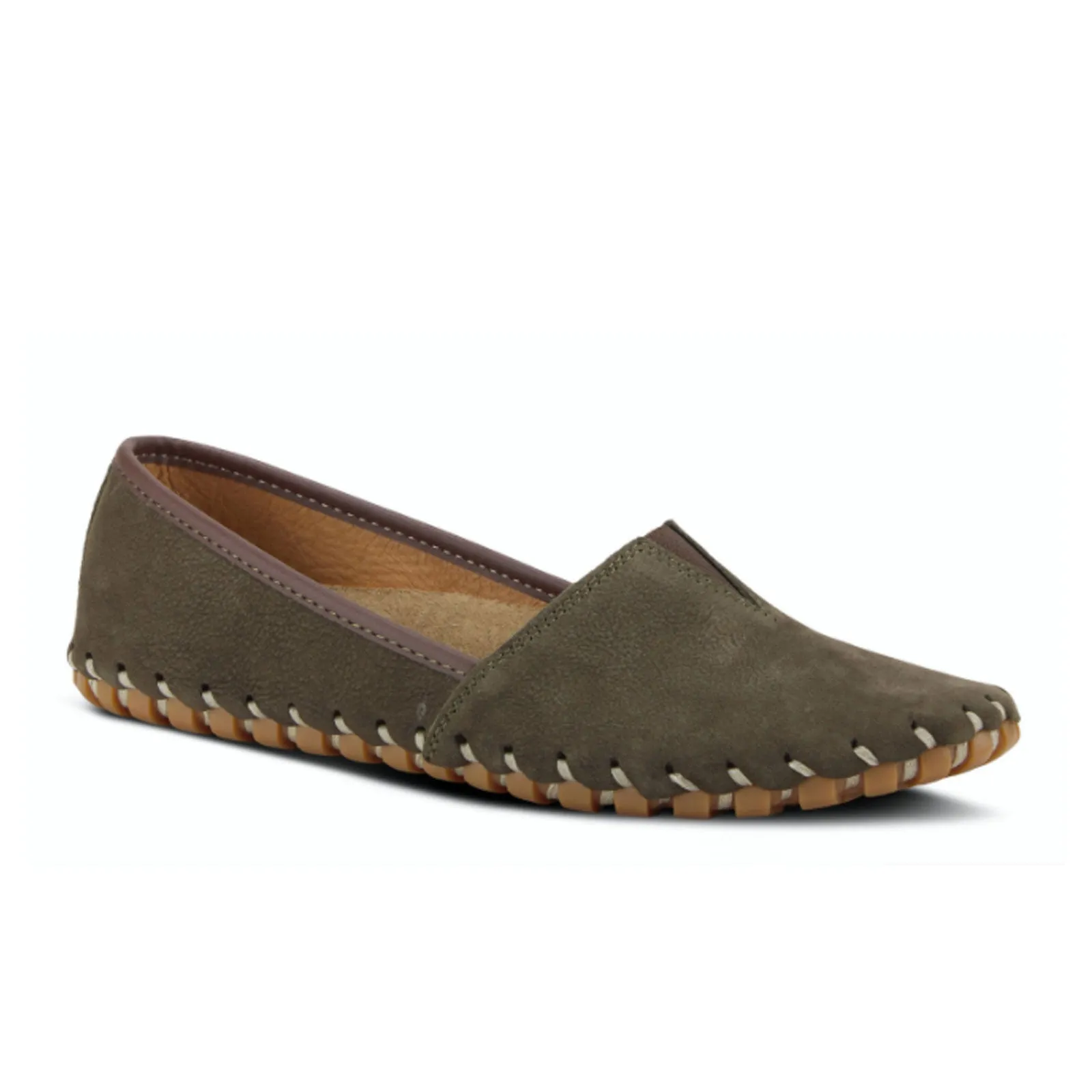 Spring Step Kathaleta Slip On Loafer (Women) - Dark Olive Suede