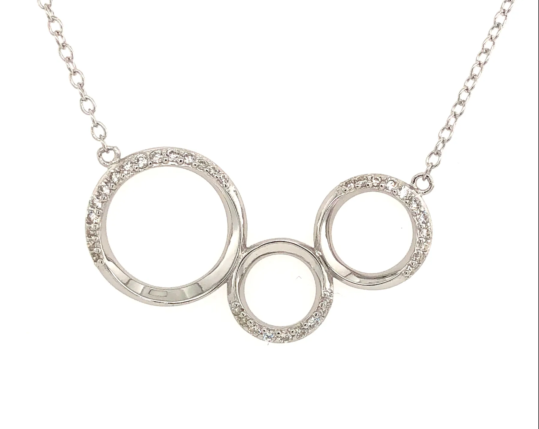 Sterling Silver Triple Circle Necklace with Adjustable Chain NYMB1500