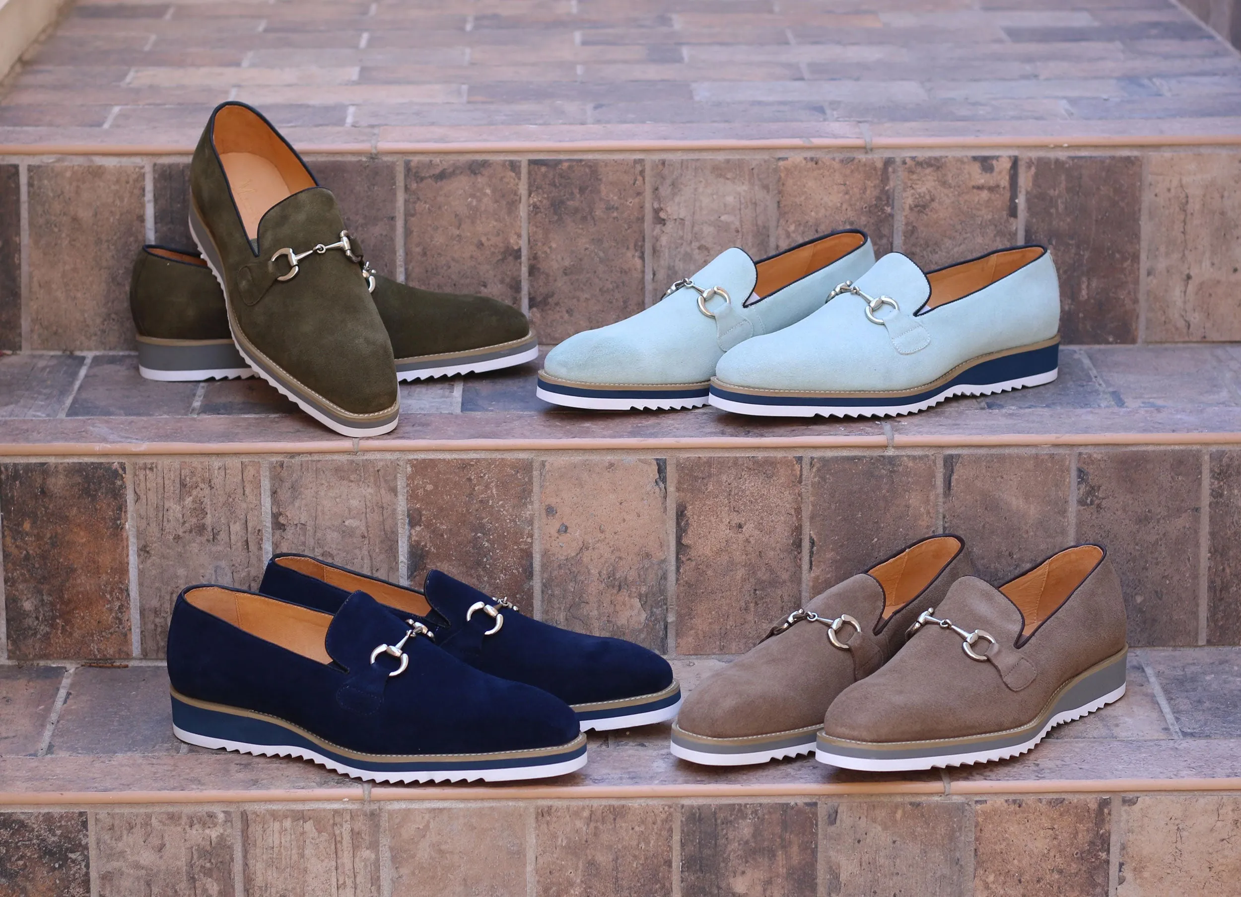 Suede Slip-On Horsebit Loafer Olive