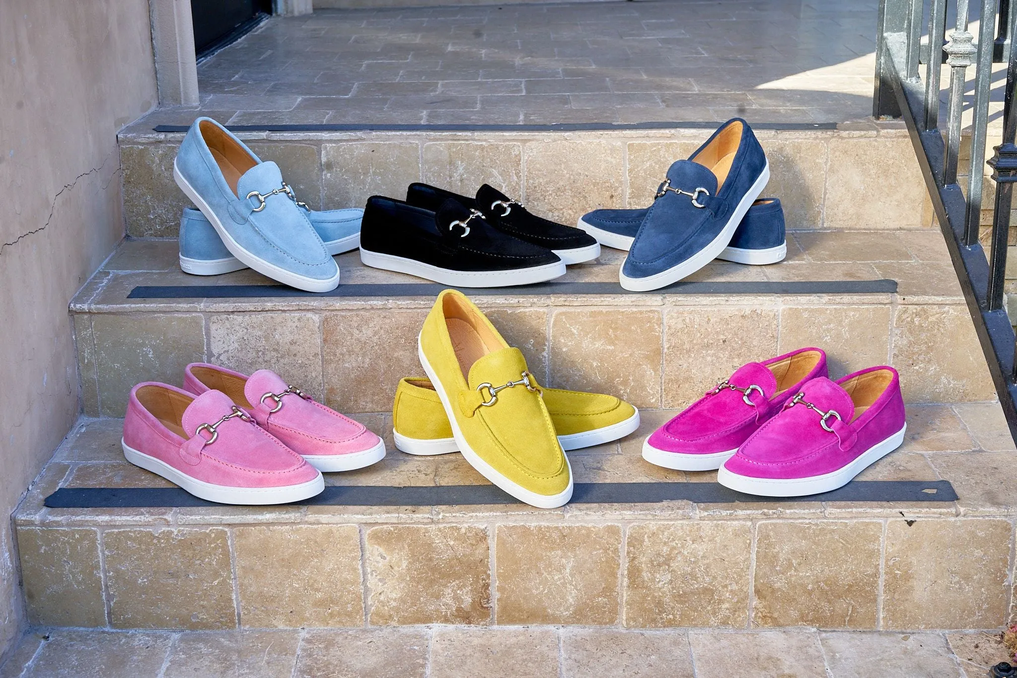 Suede Slip-On Horsebit Loafer Pink