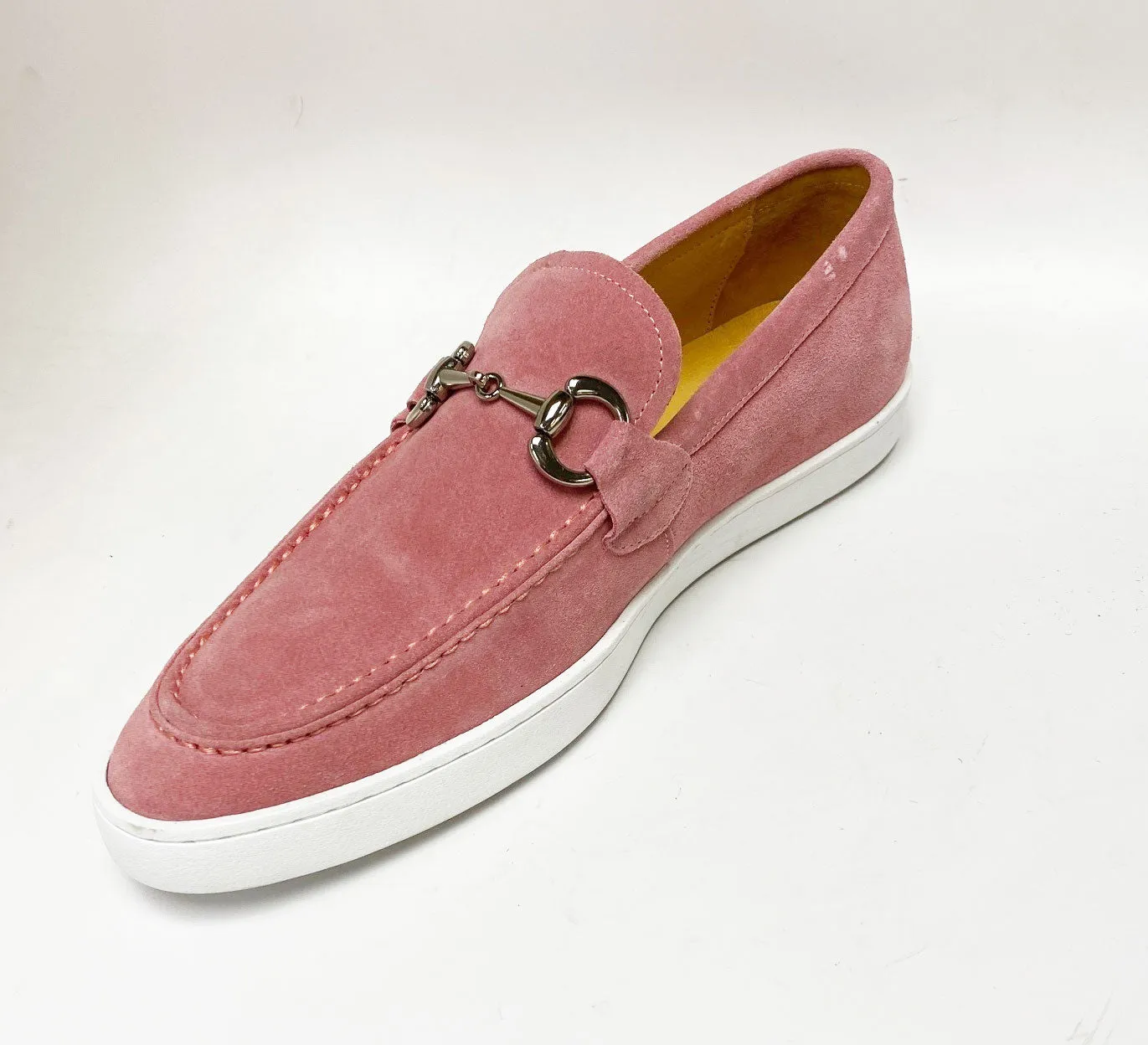 Suede Slip-On Horsebit Loafer Pink