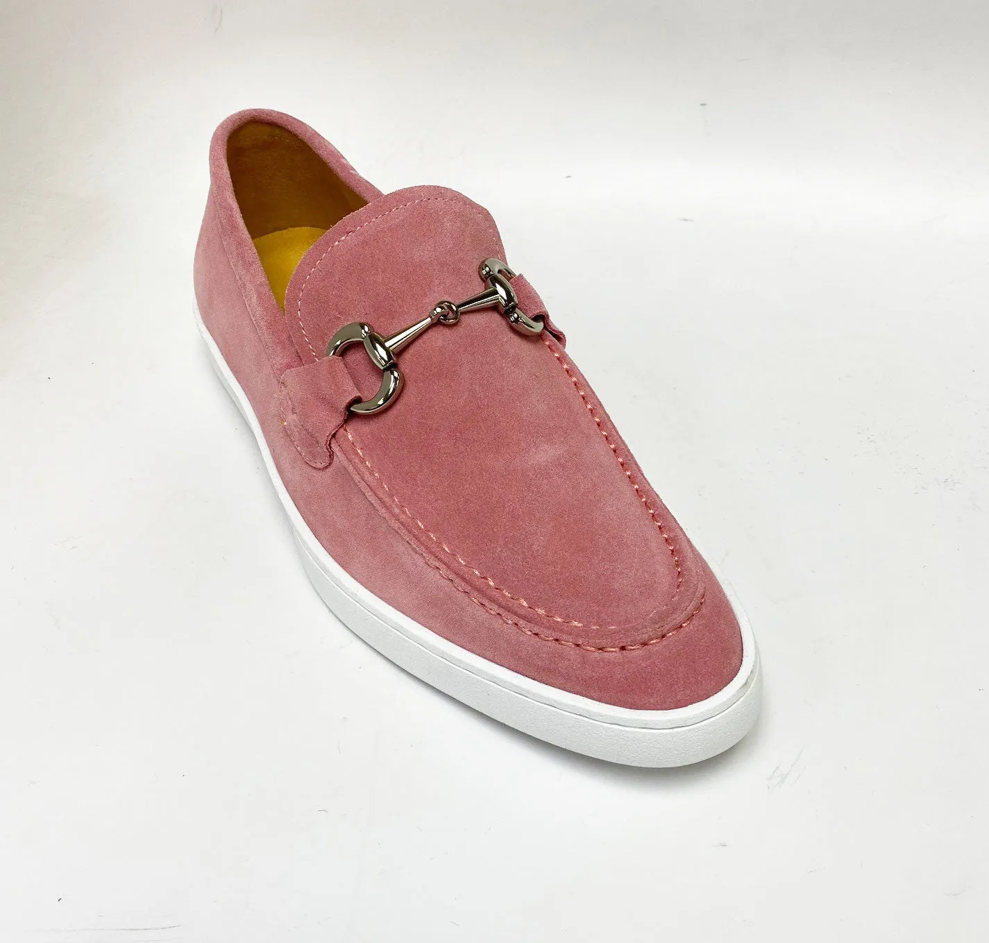 Suede Slip-On Horsebit Loafer Pink