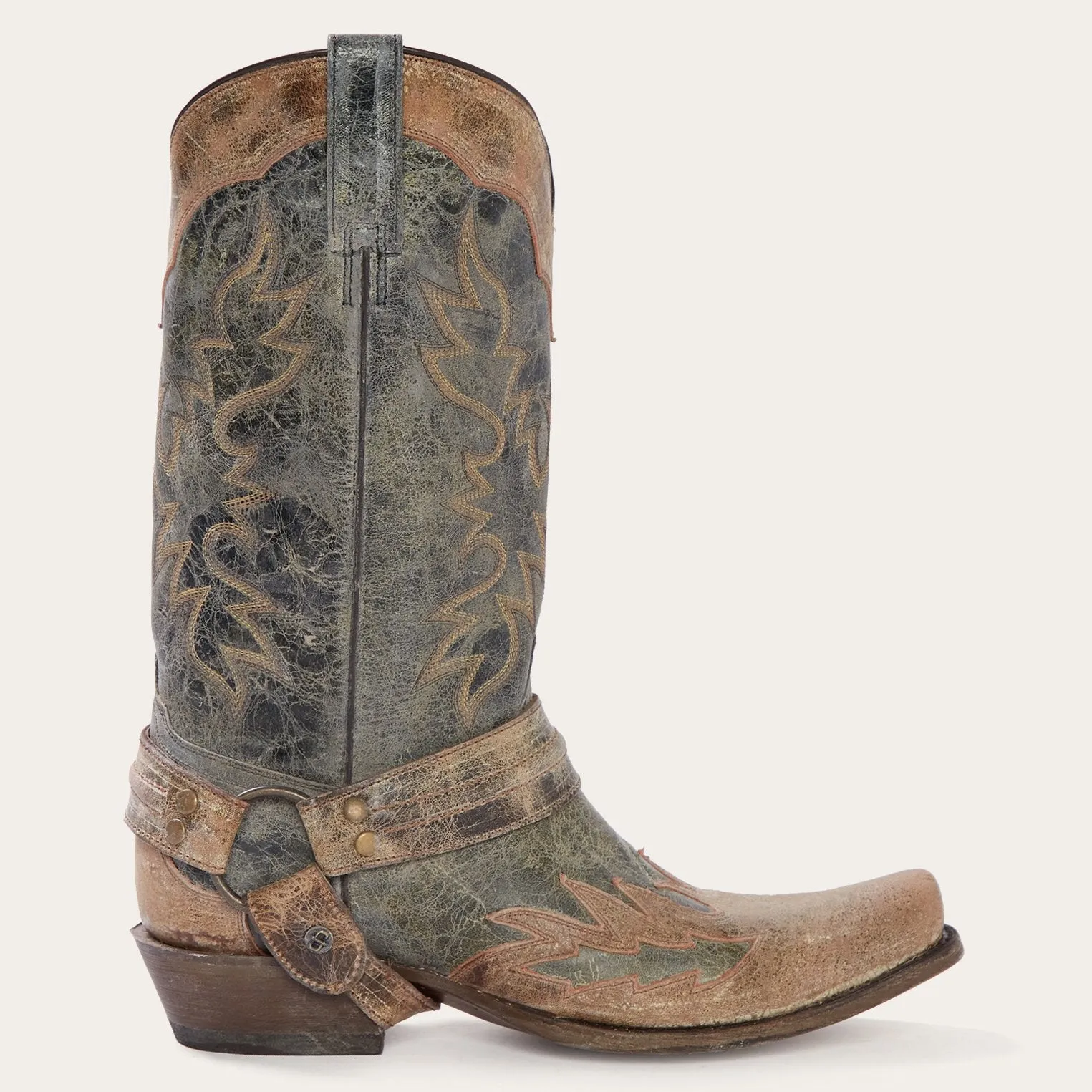 Sundance Kid Washed Crater Black Cowboy Boot