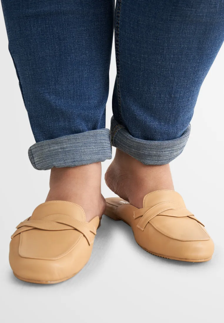 Sylvia Cute Slip On Loafers - Beige