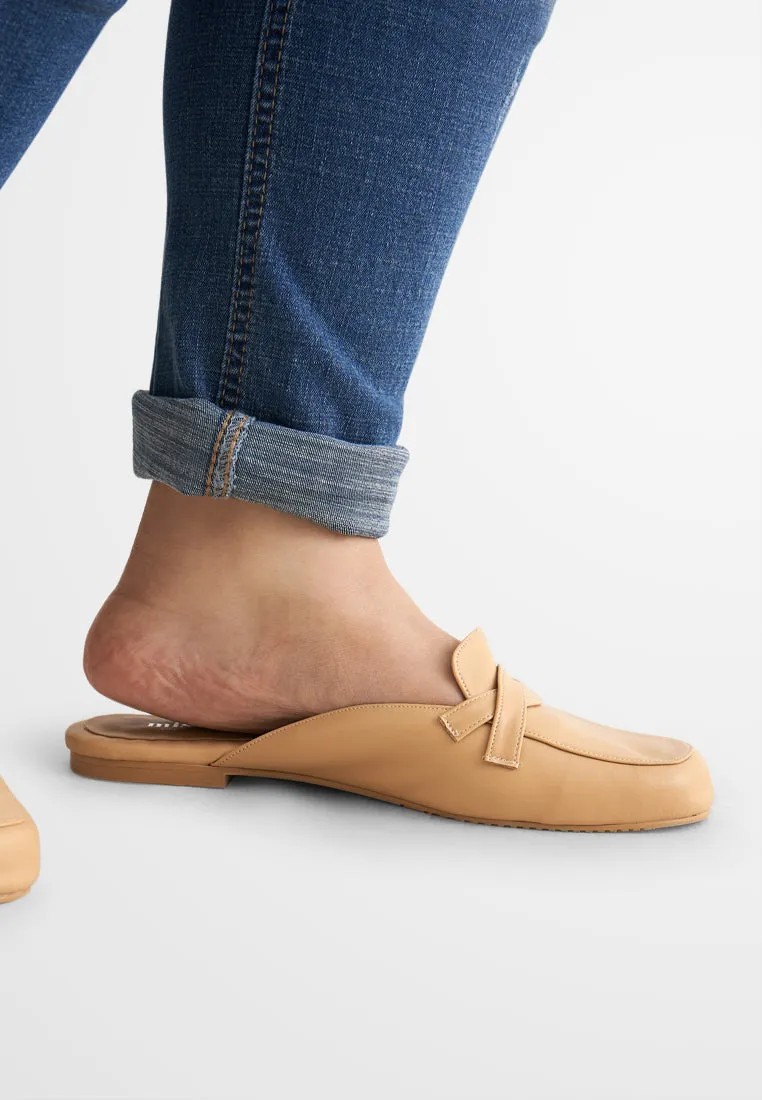 Sylvia Cute Slip On Loafers - Beige