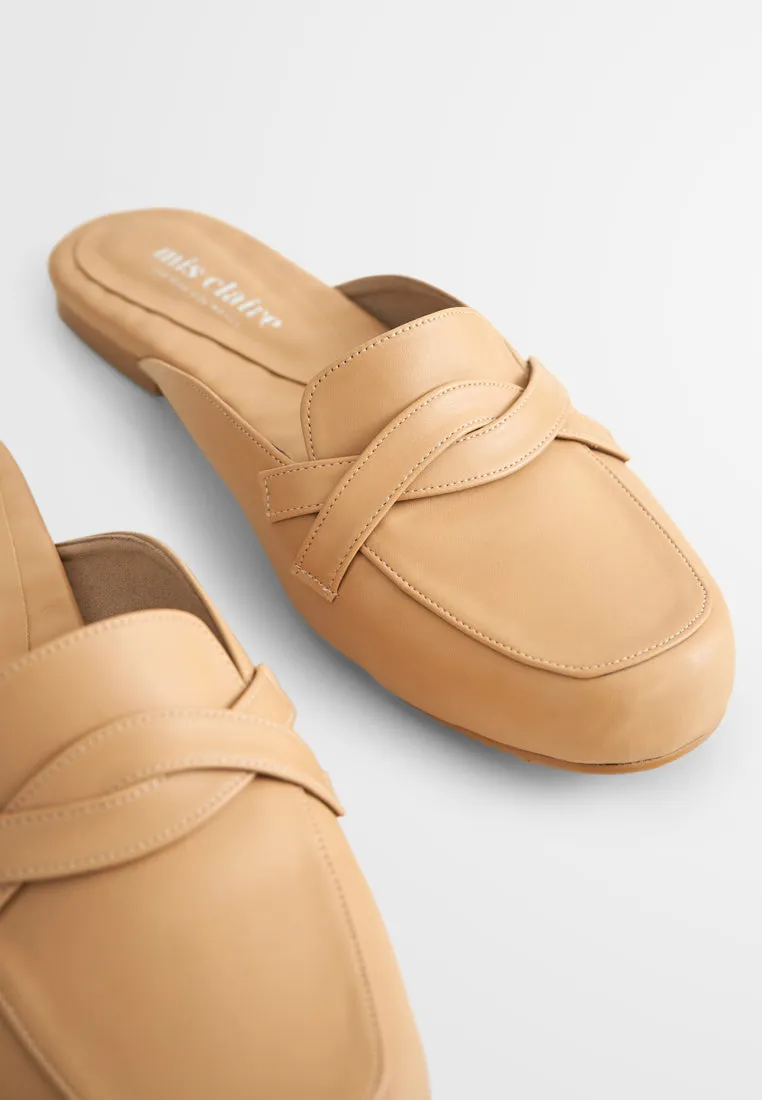 Sylvia Cute Slip On Loafers - Beige