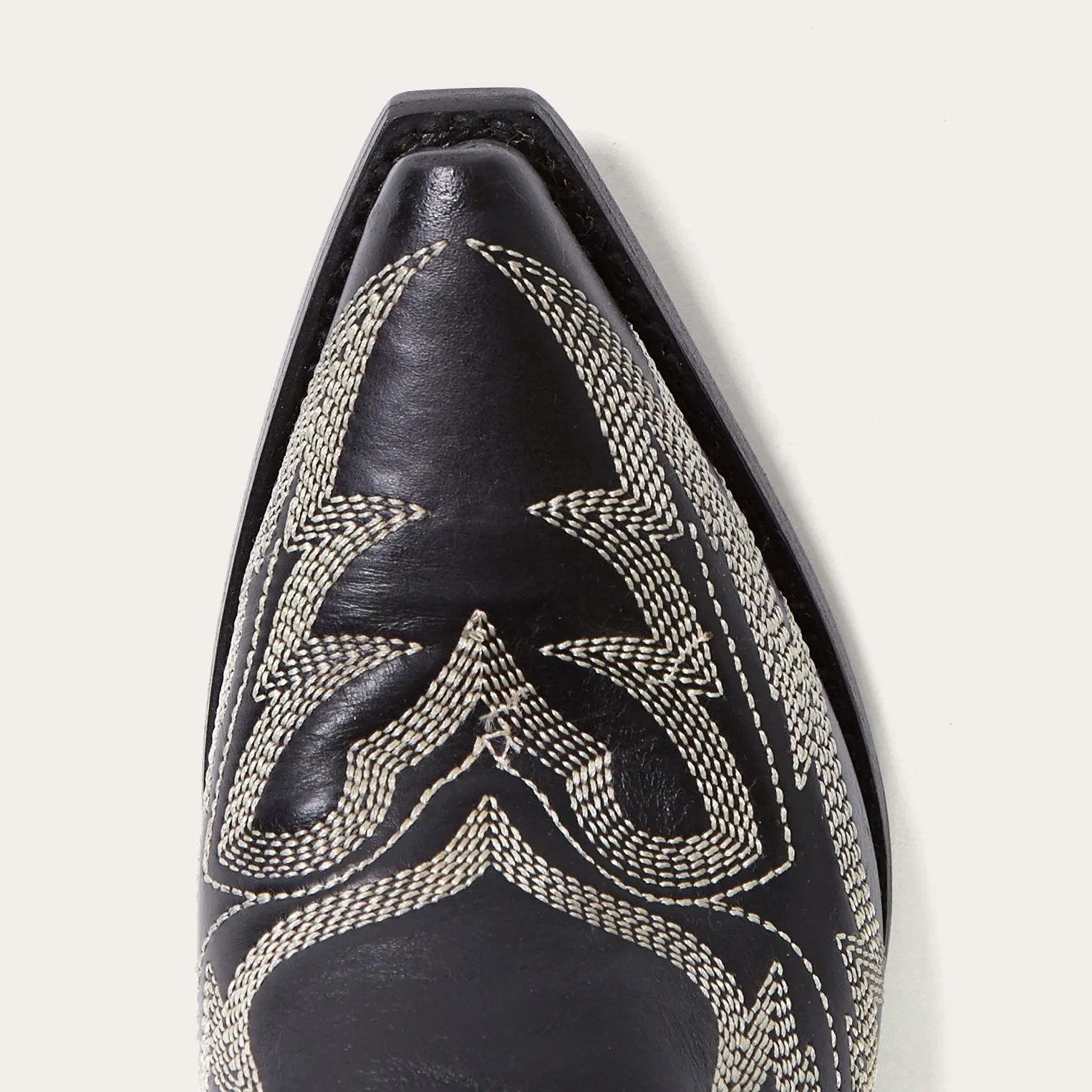 Tina Black & White Flame Embroidered Cowboy Boot