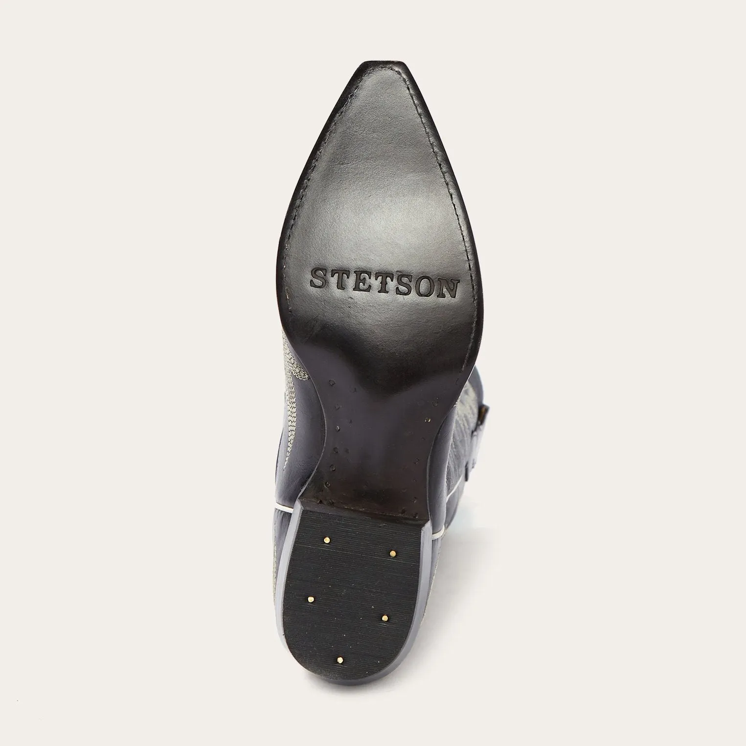 Tina Black & White Flame Embroidered Cowboy Boot