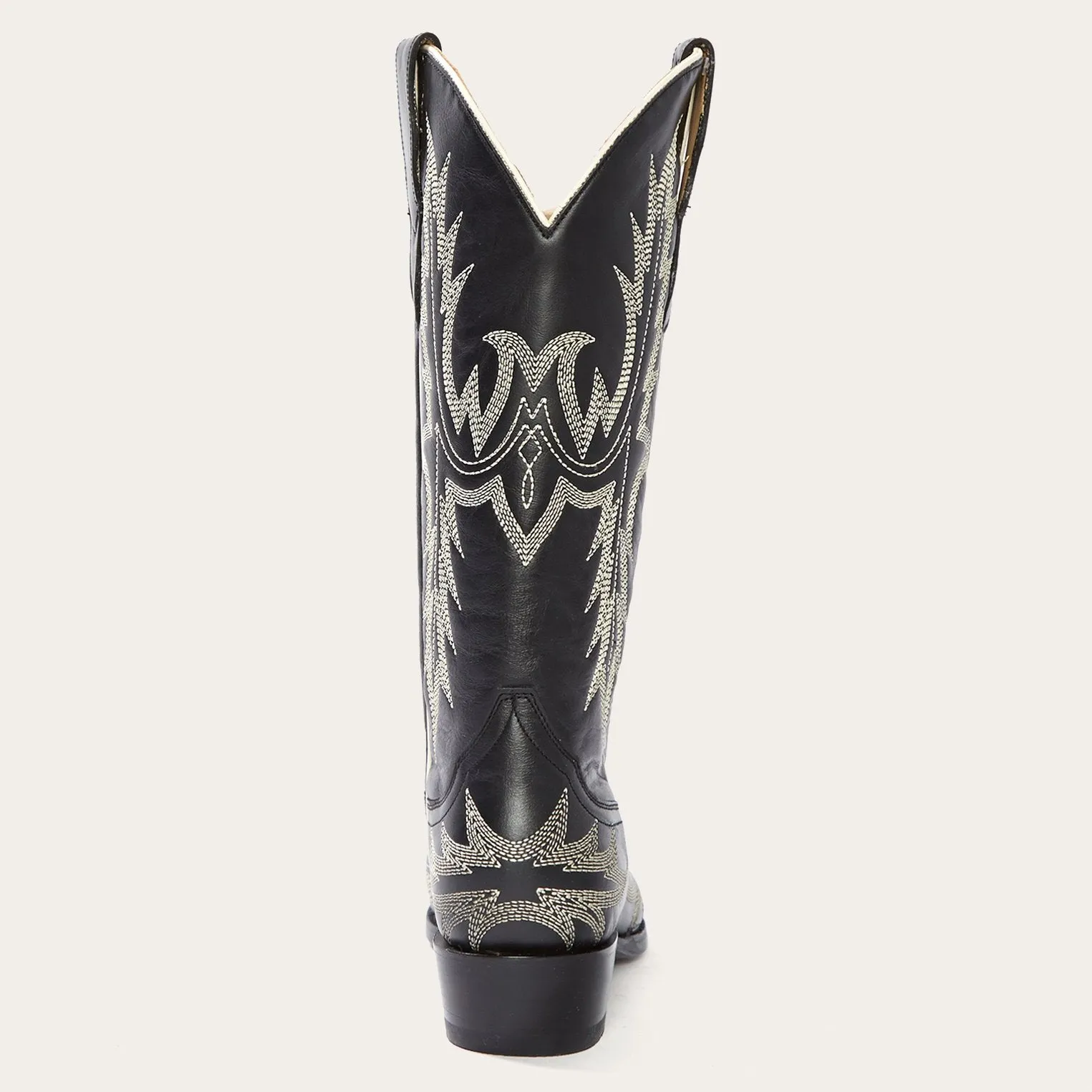 Tina Black & White Flame Embroidered Cowboy Boot