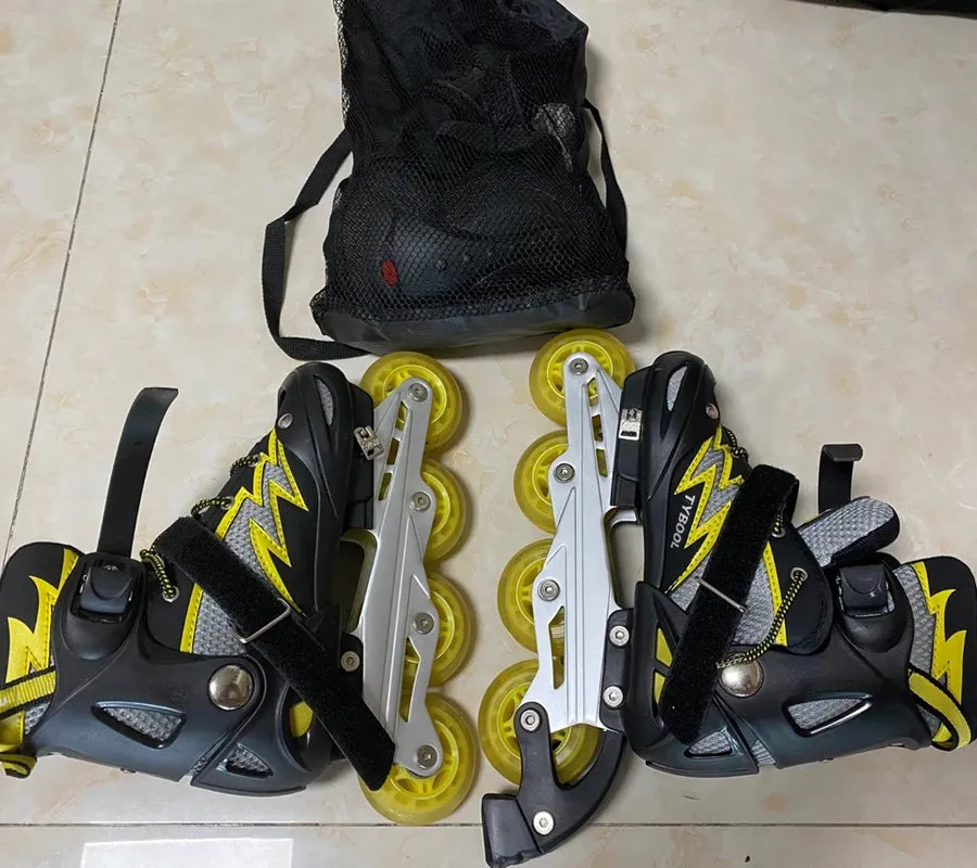 TYBOOL inline skates, adjustable inline skates, suitable for children and adults. 4 PU flashes to light up the wheels. Includes protective equipment and accessories for outdoor recreation and sports