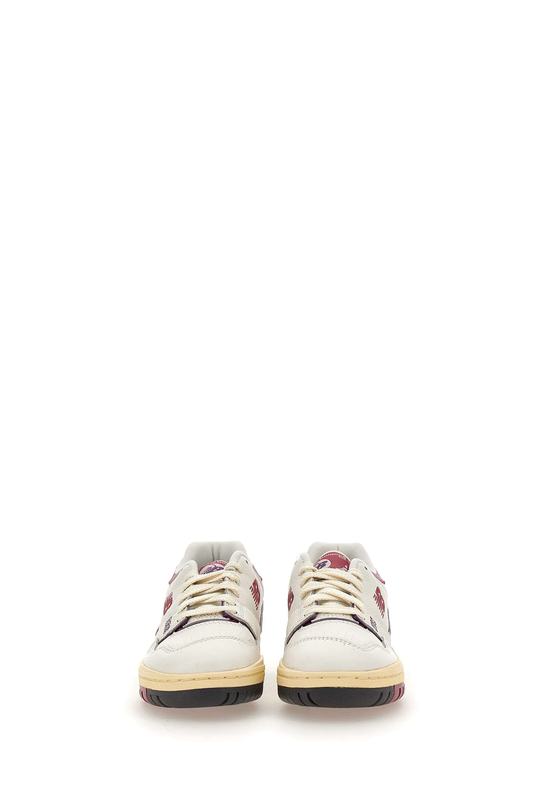 White and Purple Leather Sneakers