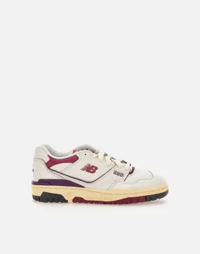 White and Purple Leather Sneakers