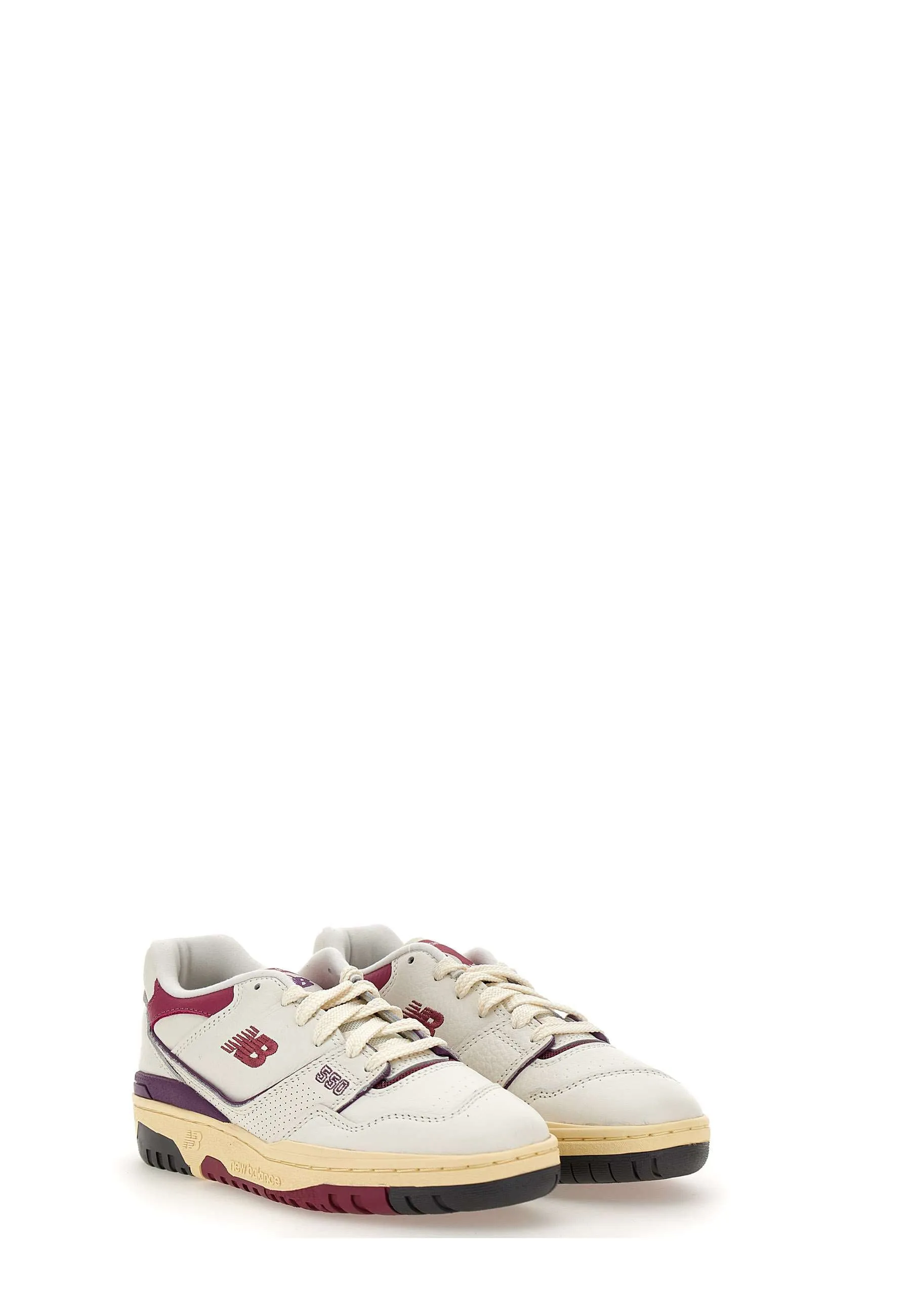 White and Purple Leather Sneakers