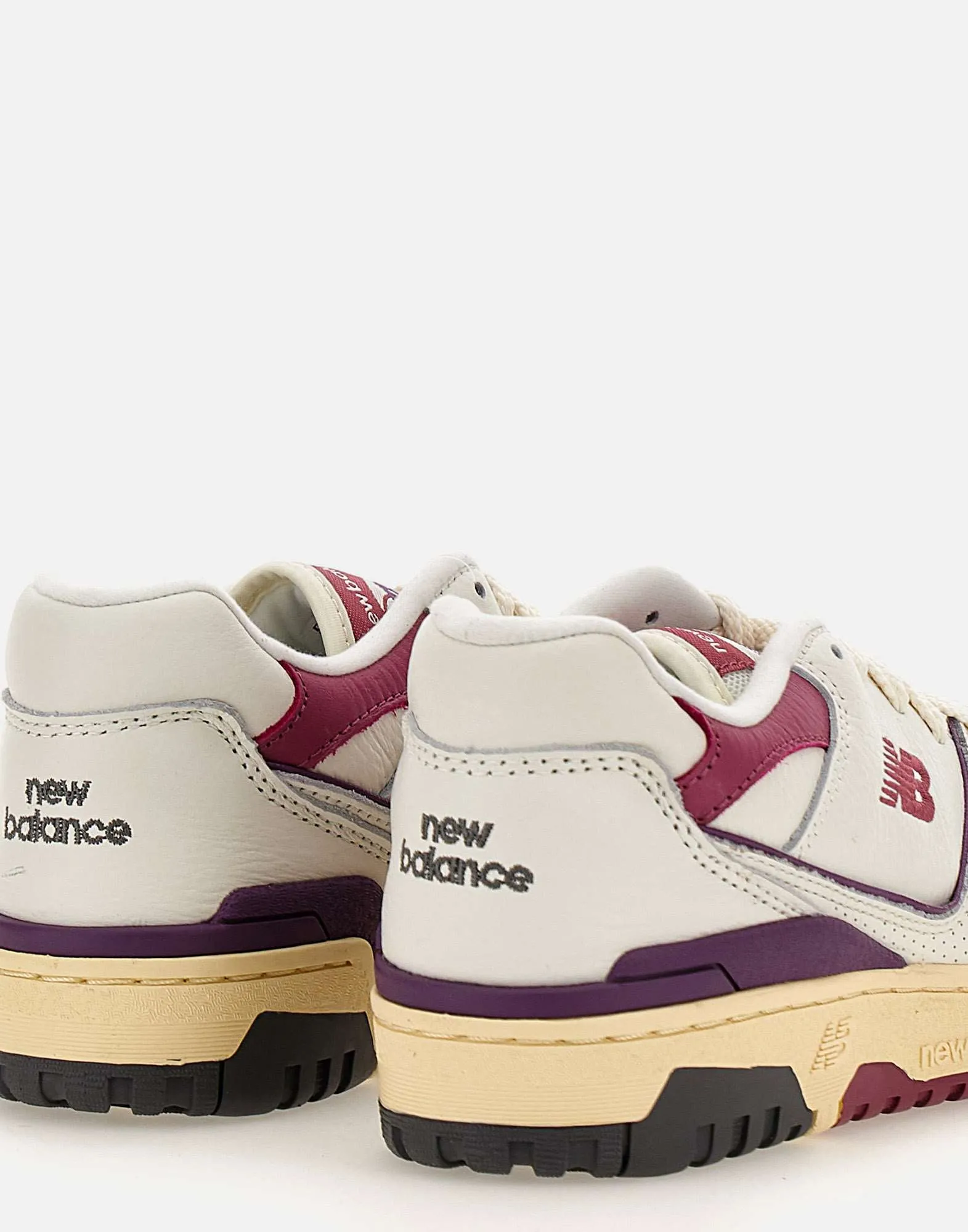 White and Purple Leather Sneakers