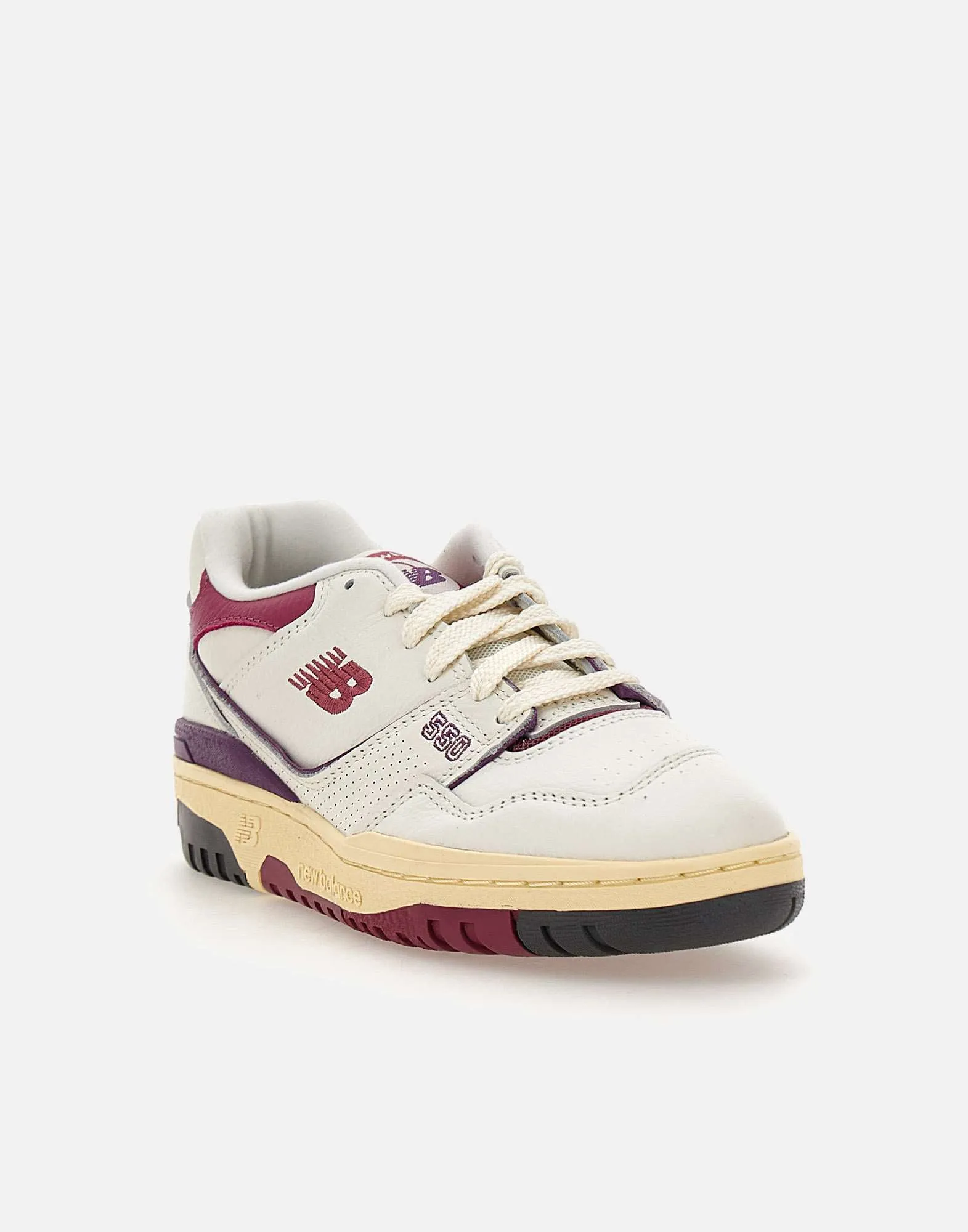 White and Purple Leather Sneakers