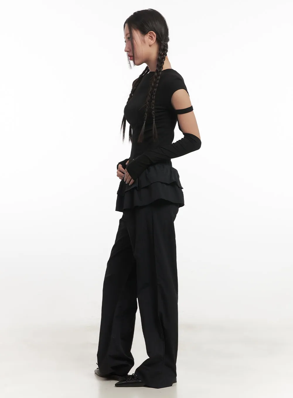 Wide Fit Frill Skirt Pants CF524