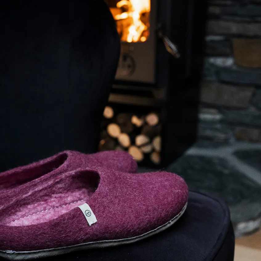 Wool Slippers - Cranberry