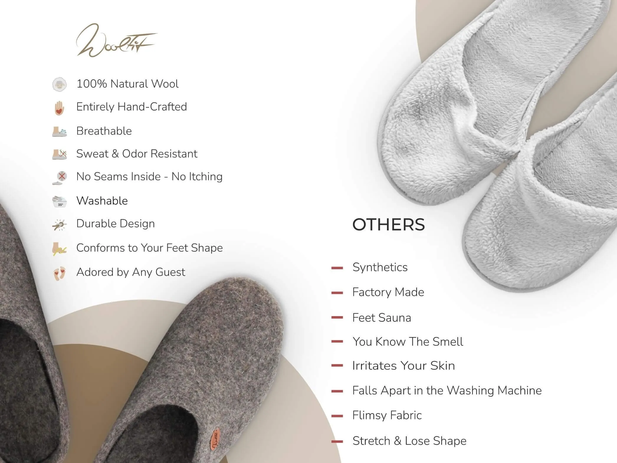 WoolFit Classic | Felt Slippers with Insoles & Leather Sole