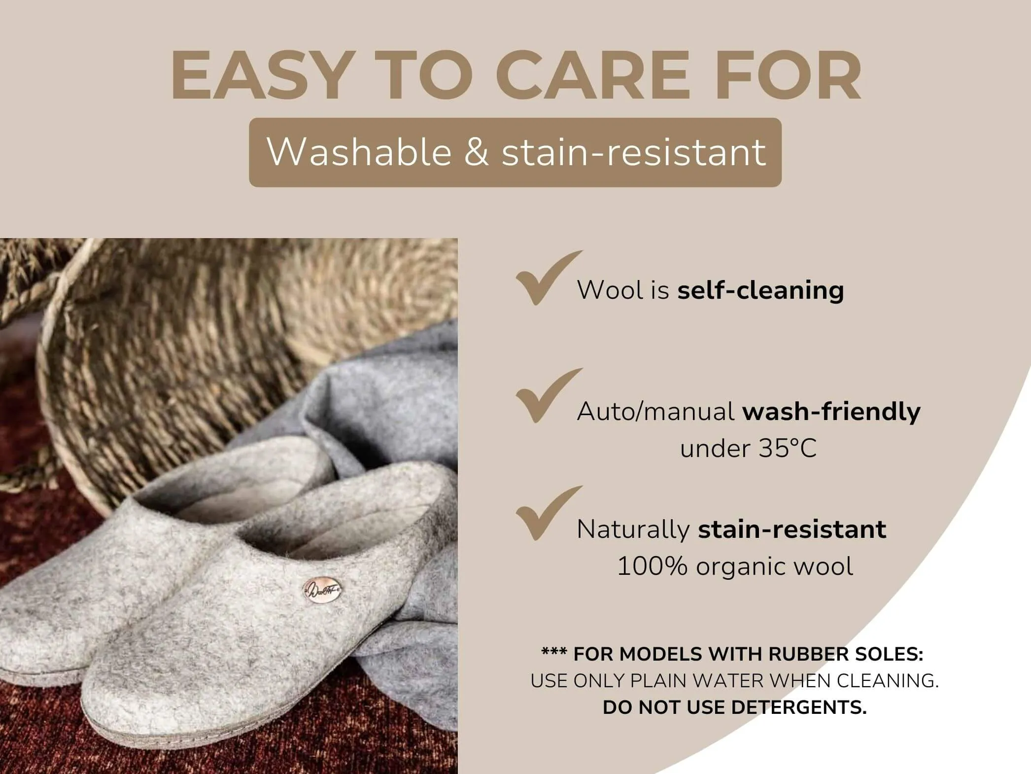 WoolFit Classic | Felt Slippers with Insoles & Leather Sole