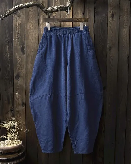 Zen Cotton Linen Wide Leg Harem Pants  | Zen